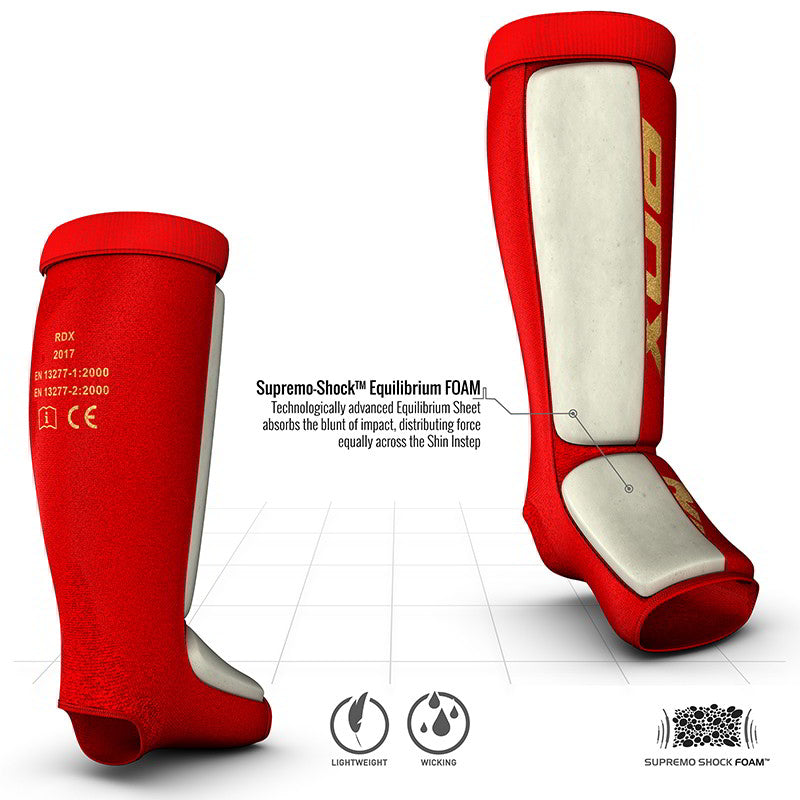 RDX SI MMA Gel Padded Lightweight Shin Instep Guard OEKO-TEXÃ‚Â®Ã‚Â Standard 100 certified#color_red