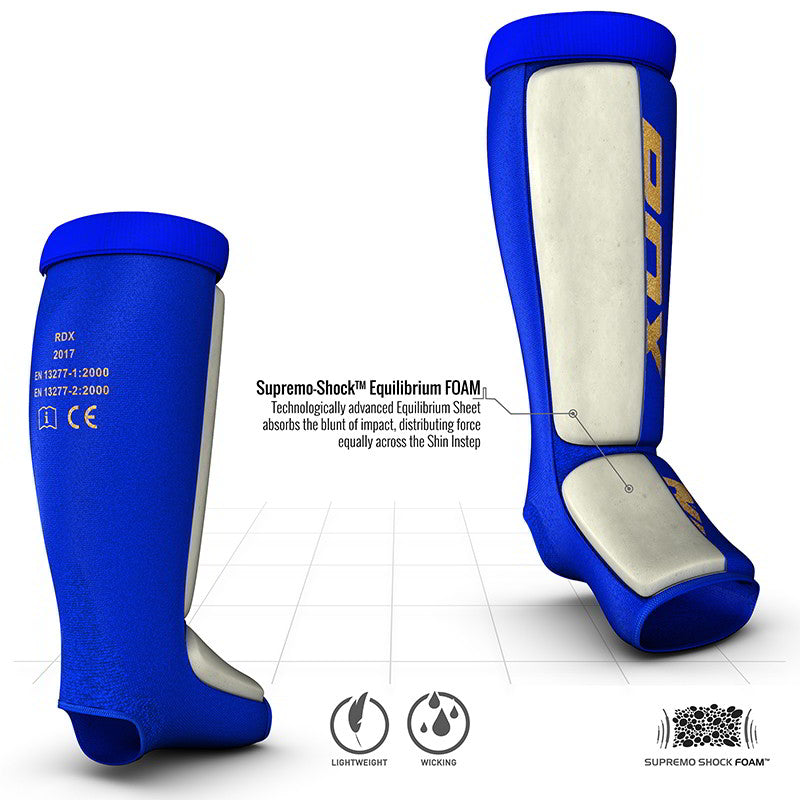 RDX SI MMA Gel Padded Lightweight Shin Instep Guard OEKO-TEXÃ‚Â®Ã‚Â Standard 100 certified#color_blue