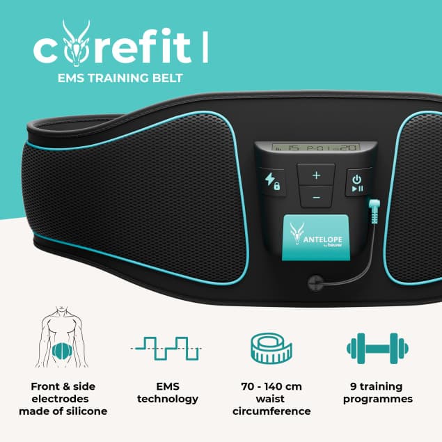 Cintura addominale con 4 elettrodi addominali interni ed esterni.