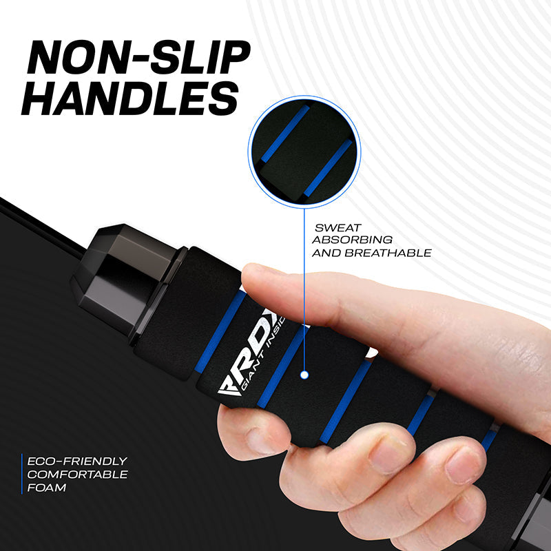 RDX W1 Weighted Jump Rope With Foam Handels#color_blue